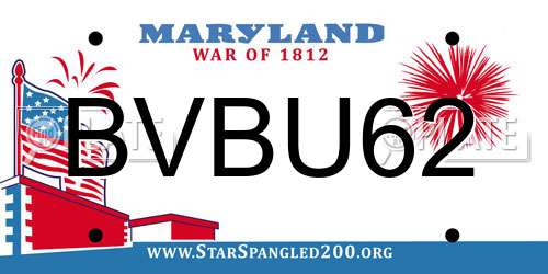 BVBU62 Maryland License Plate