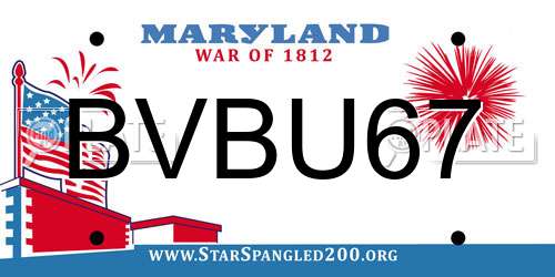 BVBU67 Maryland License Plate