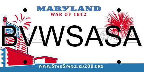 BVWSASA Maryland License Plate