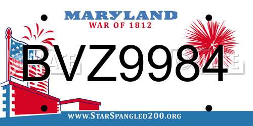 BVZ9984 Maryland License Plate