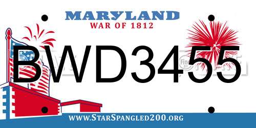 BWD3455 Maryland License Plate
