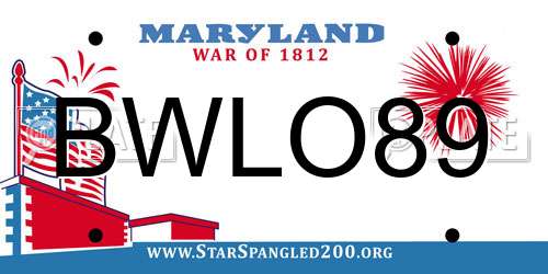 BWLO89 Maryland License Plate