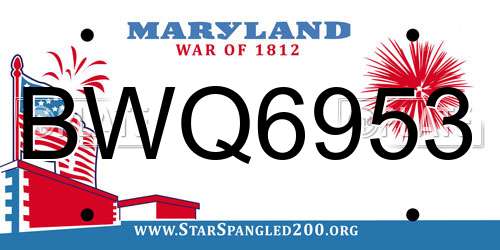 BWQ6953 Maryland License Plate