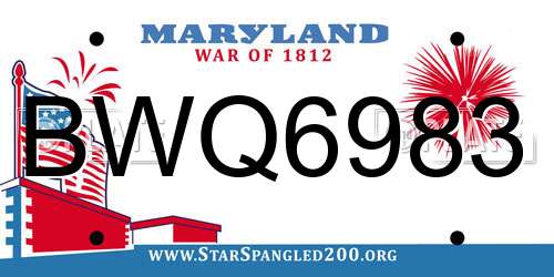 BWQ6983 Maryland License Plate