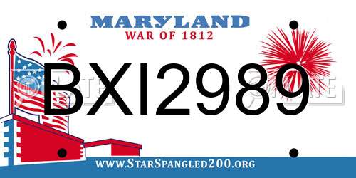 BXI2989 Maryland License Plate
