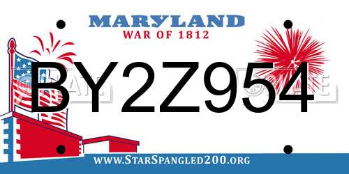 BY2Z954 Maryland License Plate