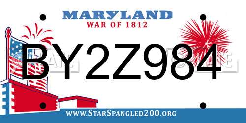 BY2Z984 Maryland License Plate
