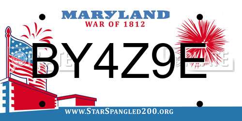 BY4Z9E Maryland License Plate