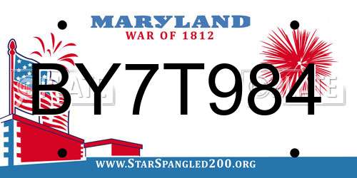 BY7T984 Maryland License Plate