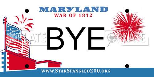 BYE Maryland License Plate