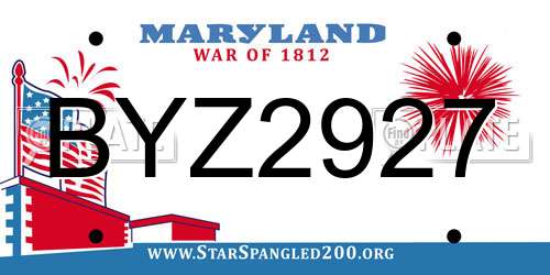 BYZ2927 Maryland License Plate