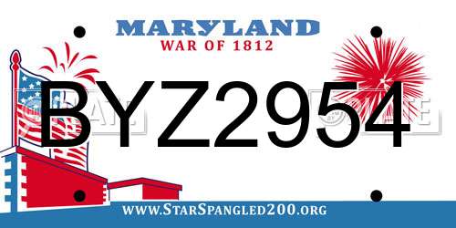 BYZ2954 Maryland License Plate