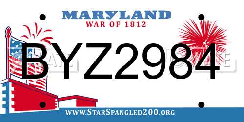 BYZ2984 Maryland License Plate