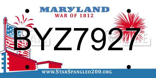 BYZ7927 Maryland License Plate