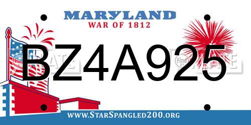 BZ4A925 Maryland License Plate
