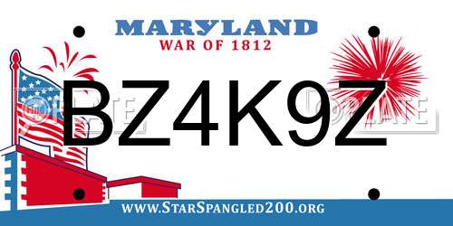 BZ4K9Z Maryland License Plate