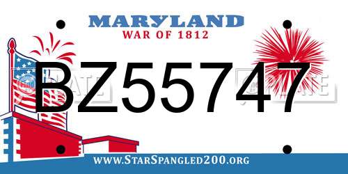 BZ55747 Maryland License Plate