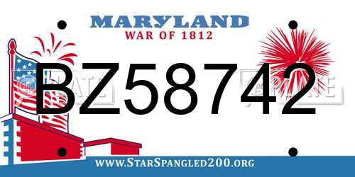 BZ58742 Maryland License Plate