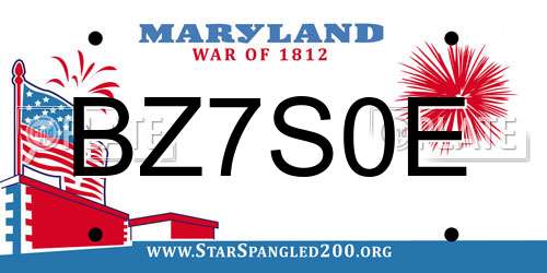 BZ7S0E Maryland License Plate