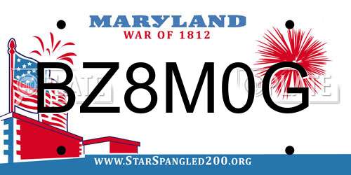 BZ8M0G Maryland License Plate