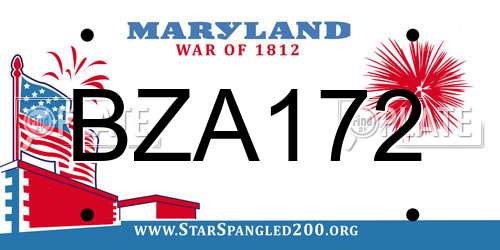 BZA172 Maryland License Plate