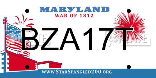 BZA17T Maryland License Plate
