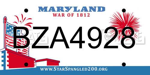 BZA4928 Maryland License Plate