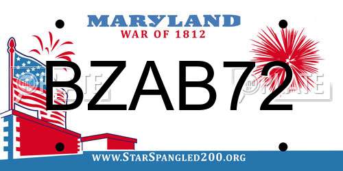 BZAB72 Maryland License Plate