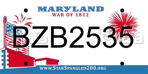BZB2535 Maryland License Plate