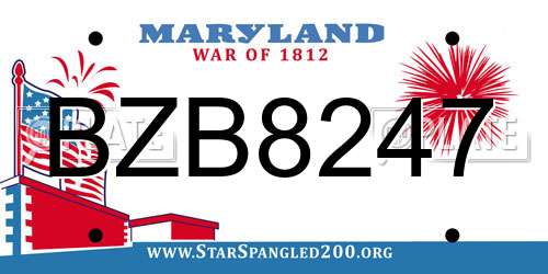 BZB8247 Maryland License Plate