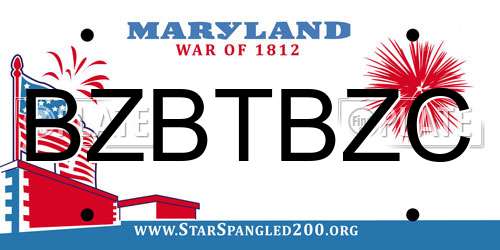 BZBTBZC Maryland License Plate