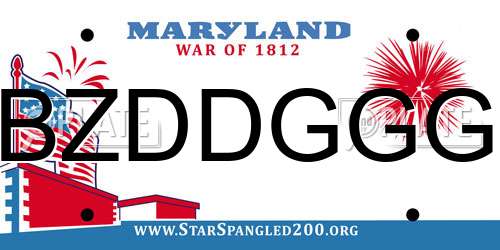 BZDDGGG Maryland License Plate