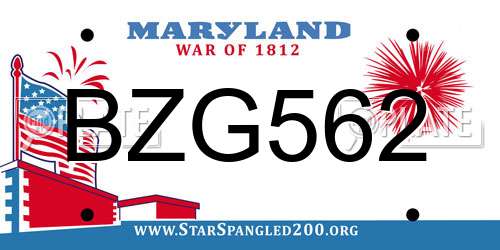 BZG562 Maryland License Plate