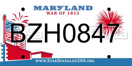 BZH0847 Maryland License Plate