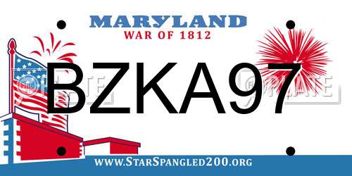 BZKA97 Maryland License Plate