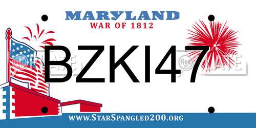 BZKI47 Maryland License Plate