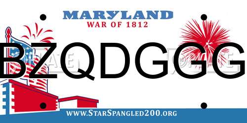 BZQDGGG Maryland License Plate