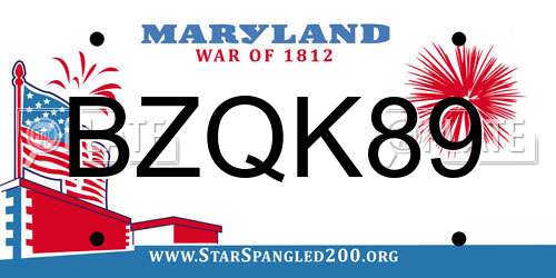 BZQK89 Maryland License Plate