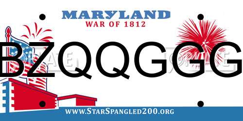 BZQQGGG Maryland License Plate