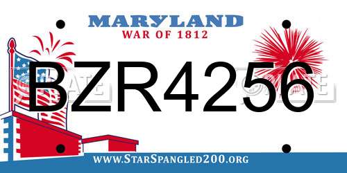 BZR4256 Maryland License Plate