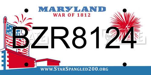 BZR8124 Maryland License Plate
