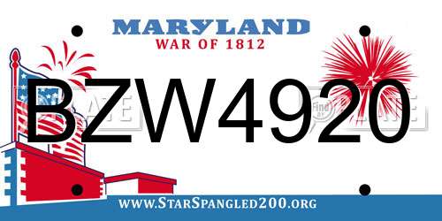 BZW4920 Maryland License Plate