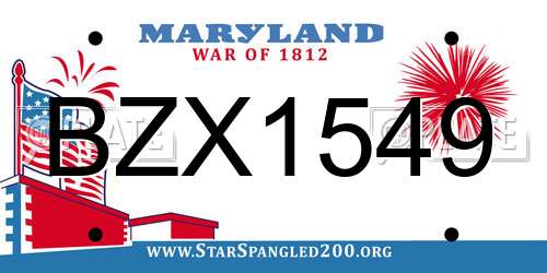 BZX1549 Maryland License Plate
