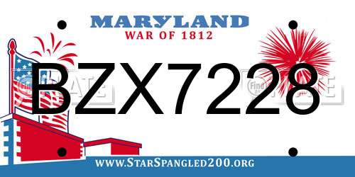 BZX7228 Maryland License Plate