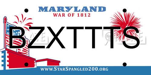 BZXTTTS Maryland License Plate
