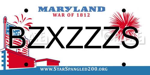 BZXZZZS Maryland License Plate