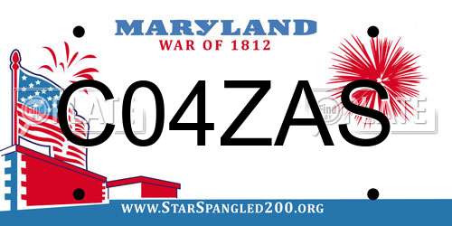 C04ZAS Maryland License Plate
