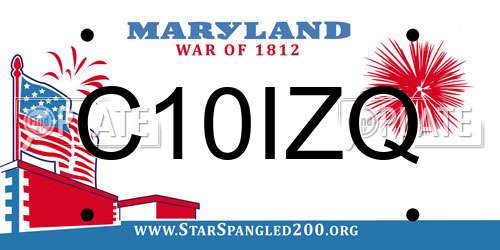 C10IZQ Maryland License Plate