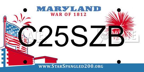 C25SZB Maryland License Plate