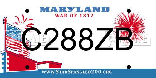 C288ZB Maryland License Plate